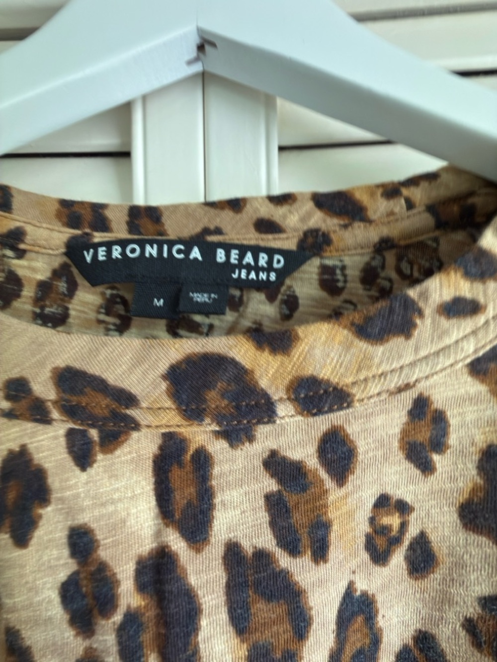 Veronica Beard Leopard-Print Crewneck Top in Tan and Black - Picture 2 of 4